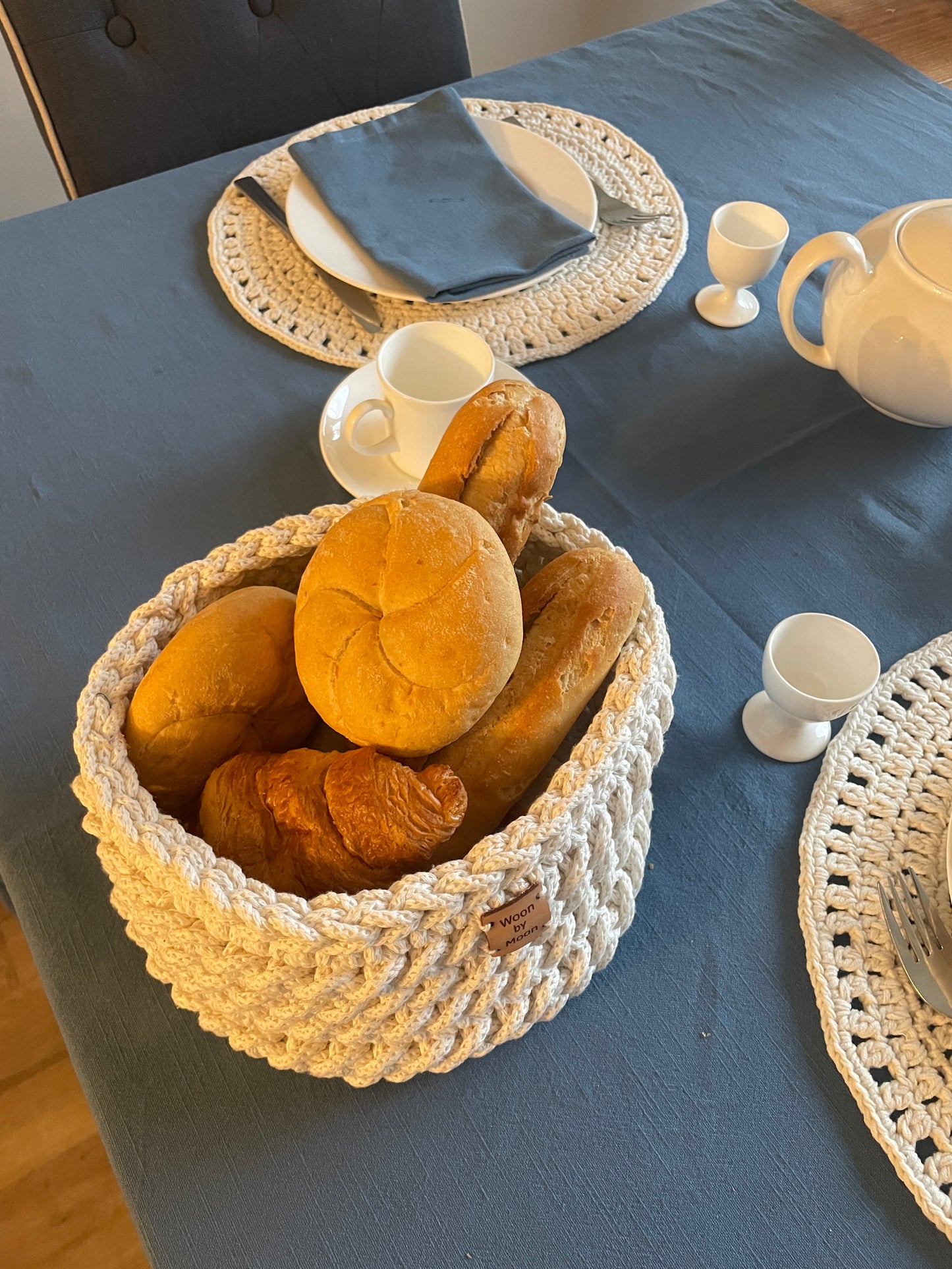 Gehaakt mandje naturel