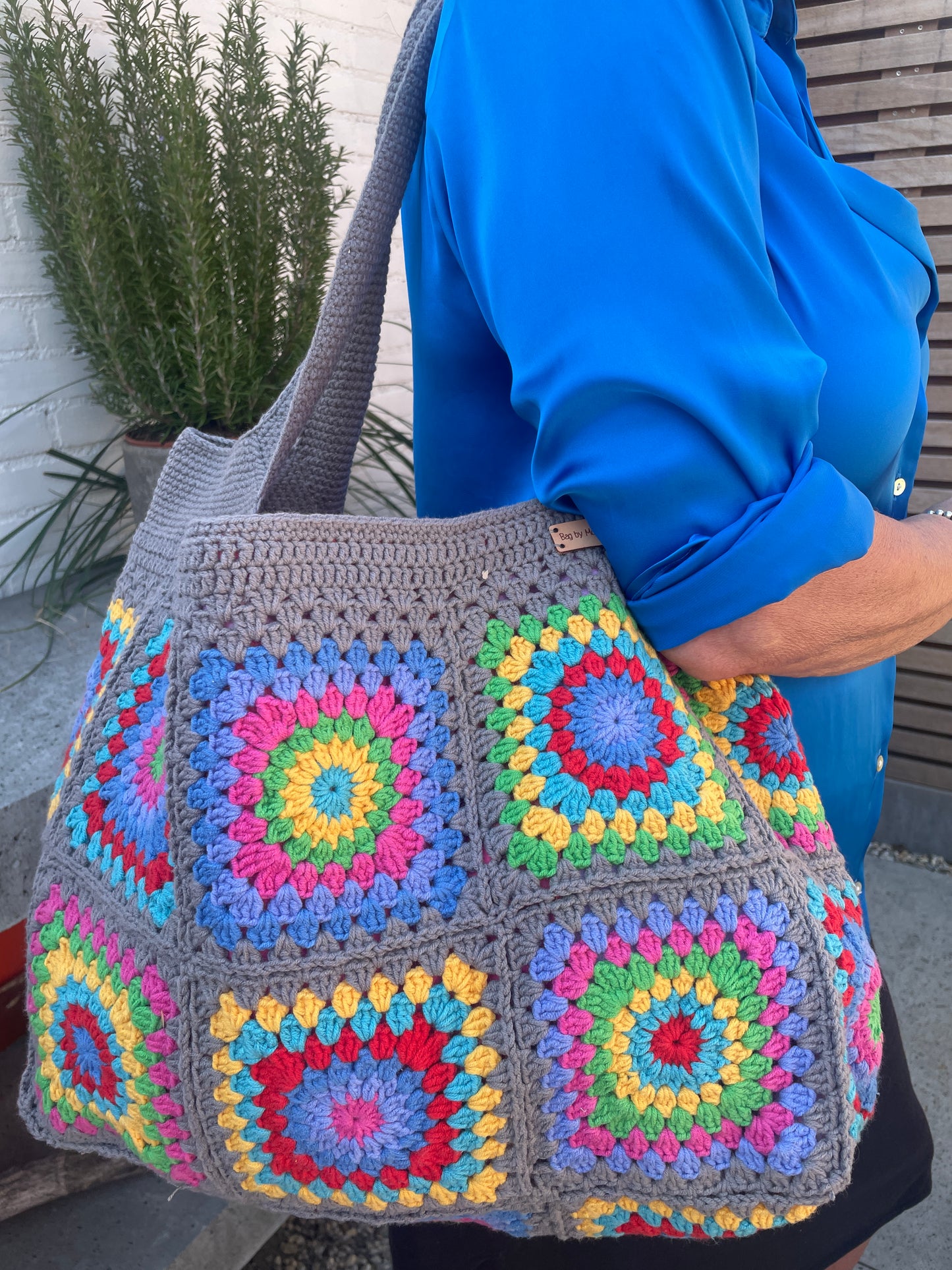 Gehaakte schoudertas granny squares