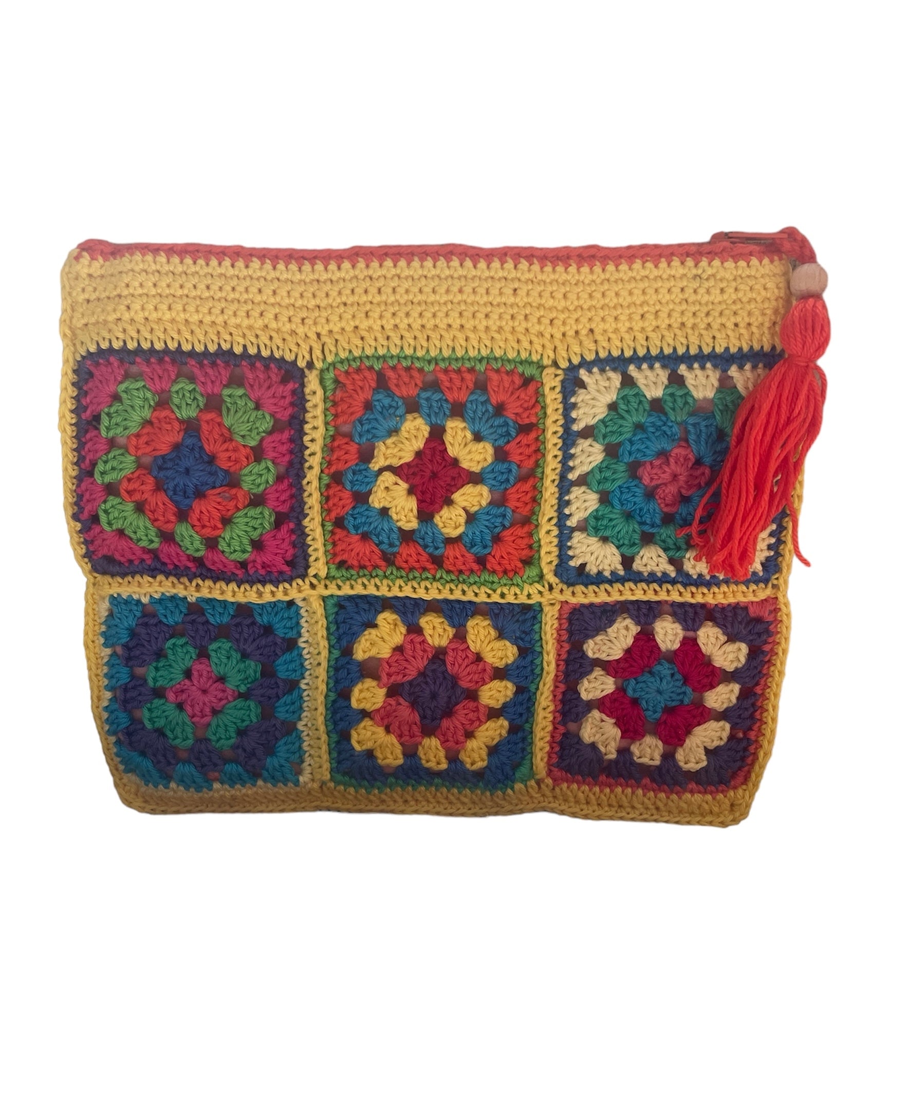 Gehaakte_strandtas_granny_squres_met_make-up_tasje_geel