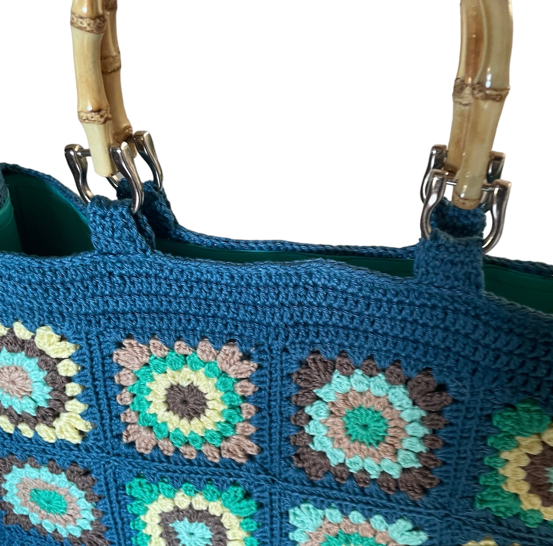 Gehaakte Granny Squares Tas - Petrol-Geel-Groen