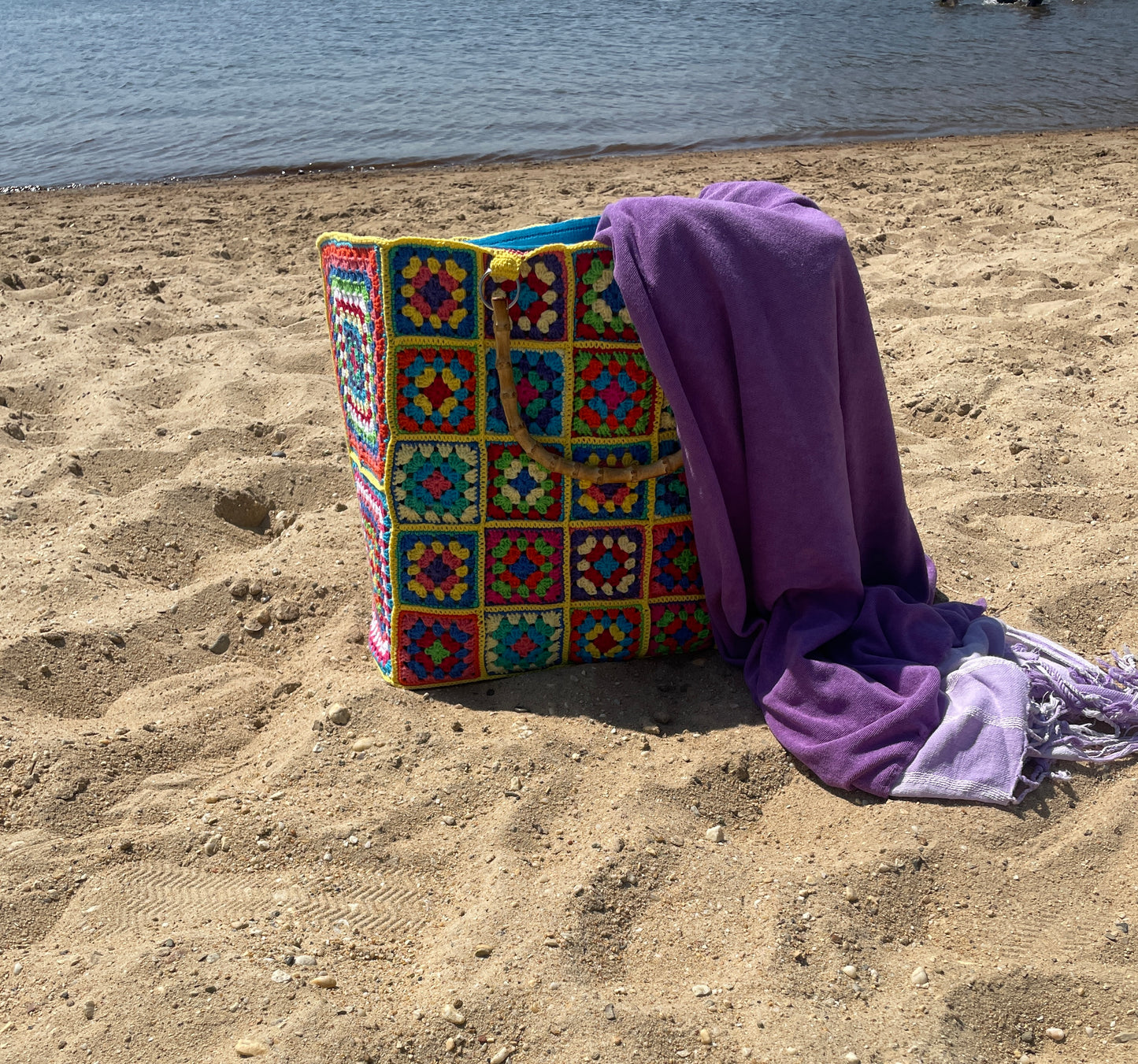 Gehaakte Strandtas Granny Squares - Geel