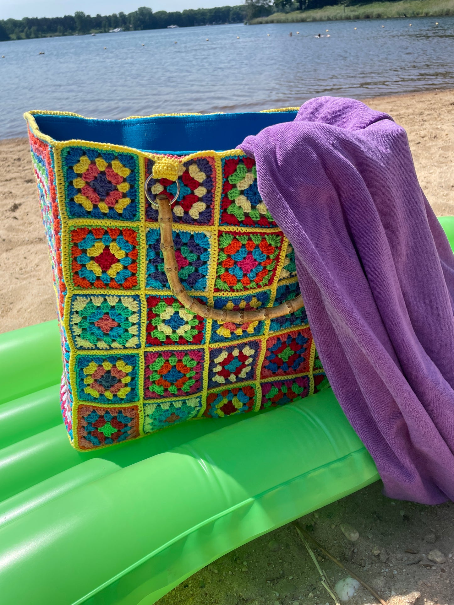 Gehaakte Strandtas Granny Squares - Geel