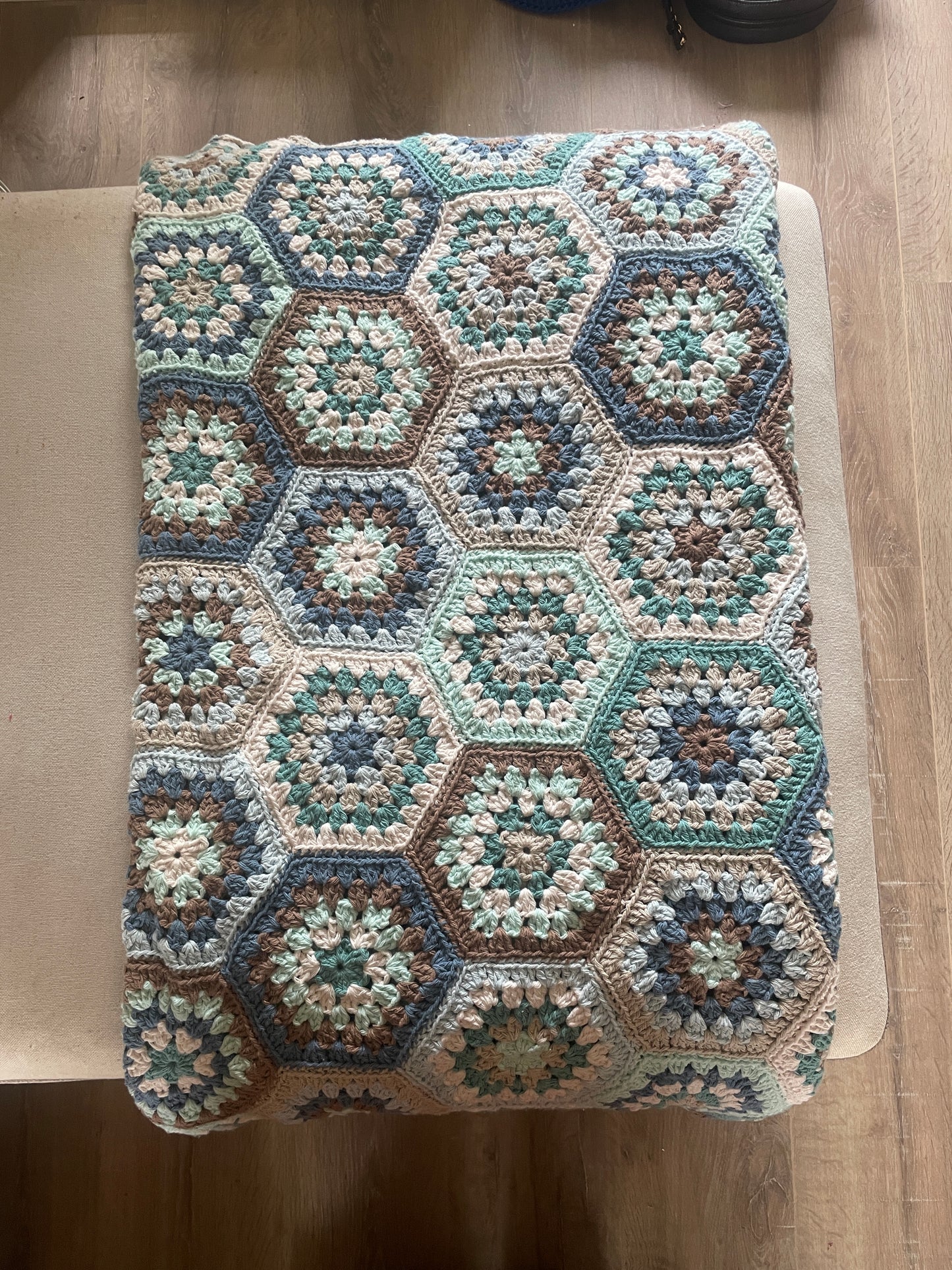 Gehaakte Deken Granny Squares - Aqua