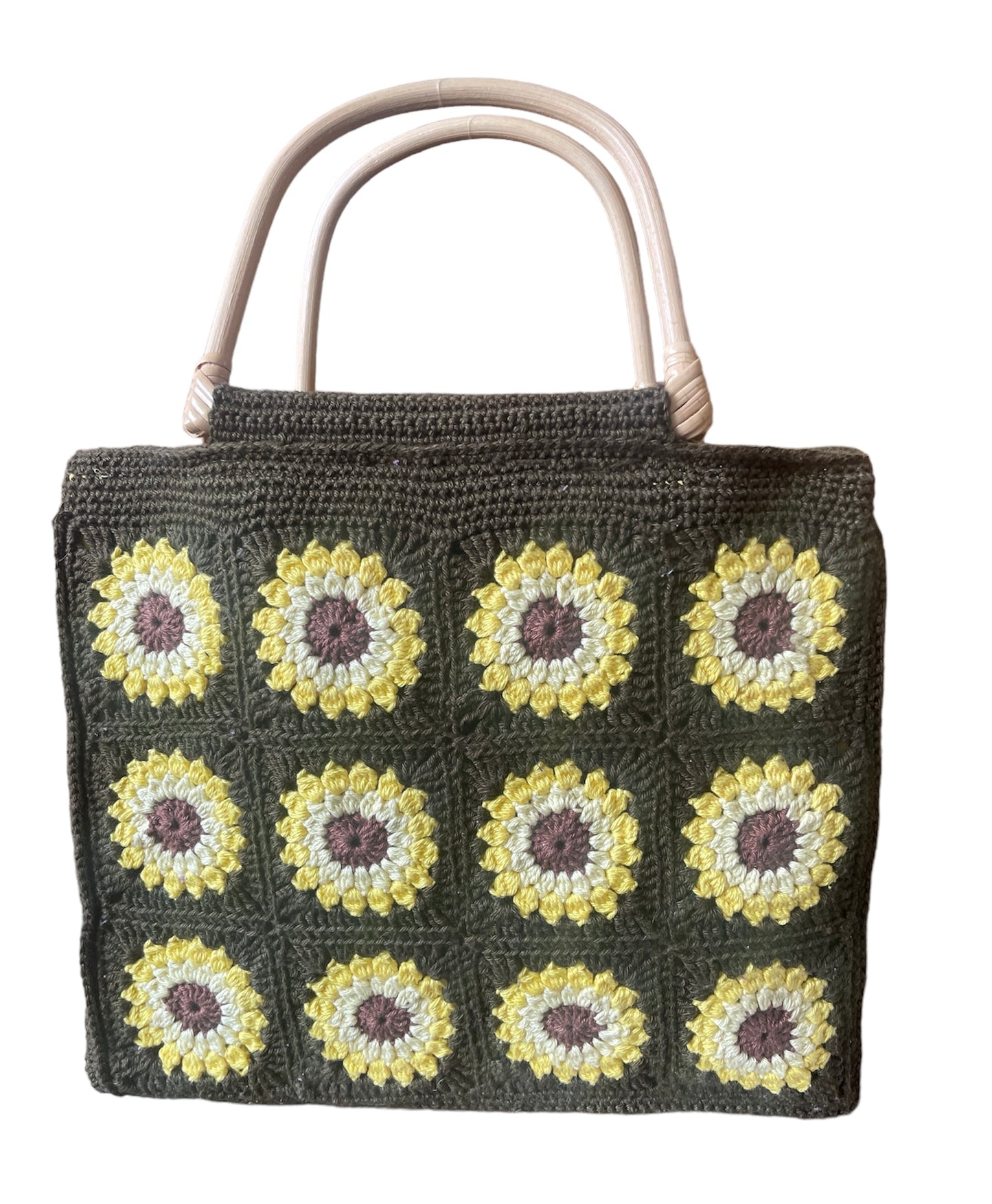 Gehaakte granny squares tas met zonnebloemen