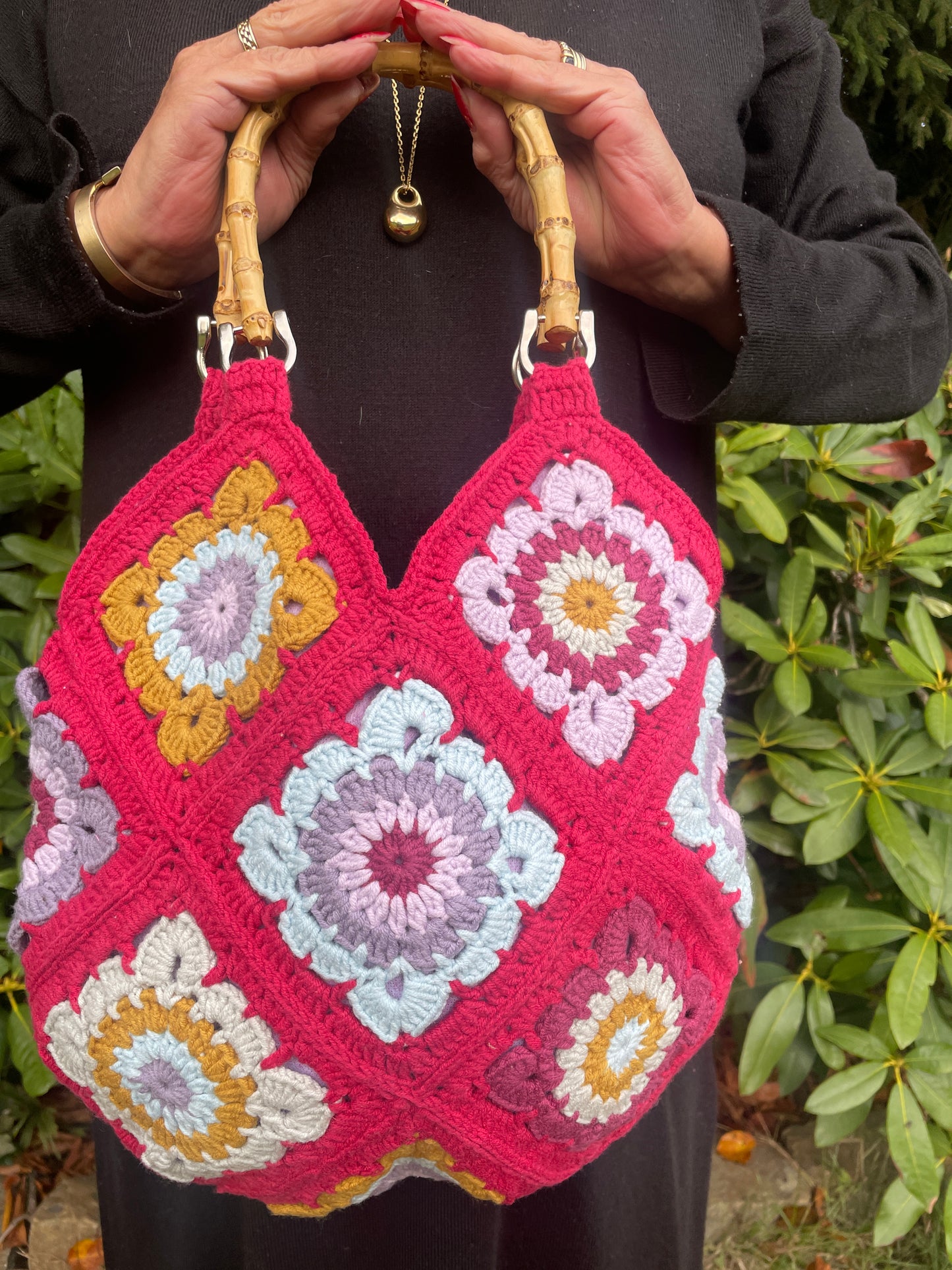 Gehaakte granny squares tas