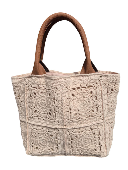 Gehaakte boho tas granny squares peach