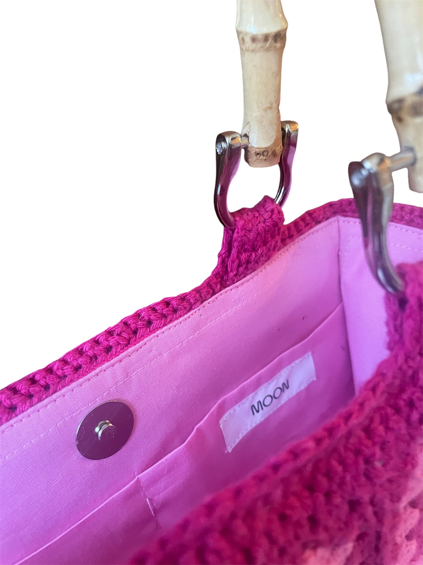 Gehaaakte handtas granny squares fuchsia