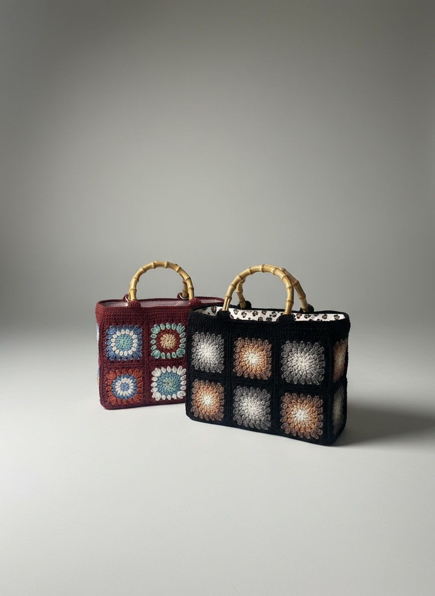 Gehaakte handtas granny squares 