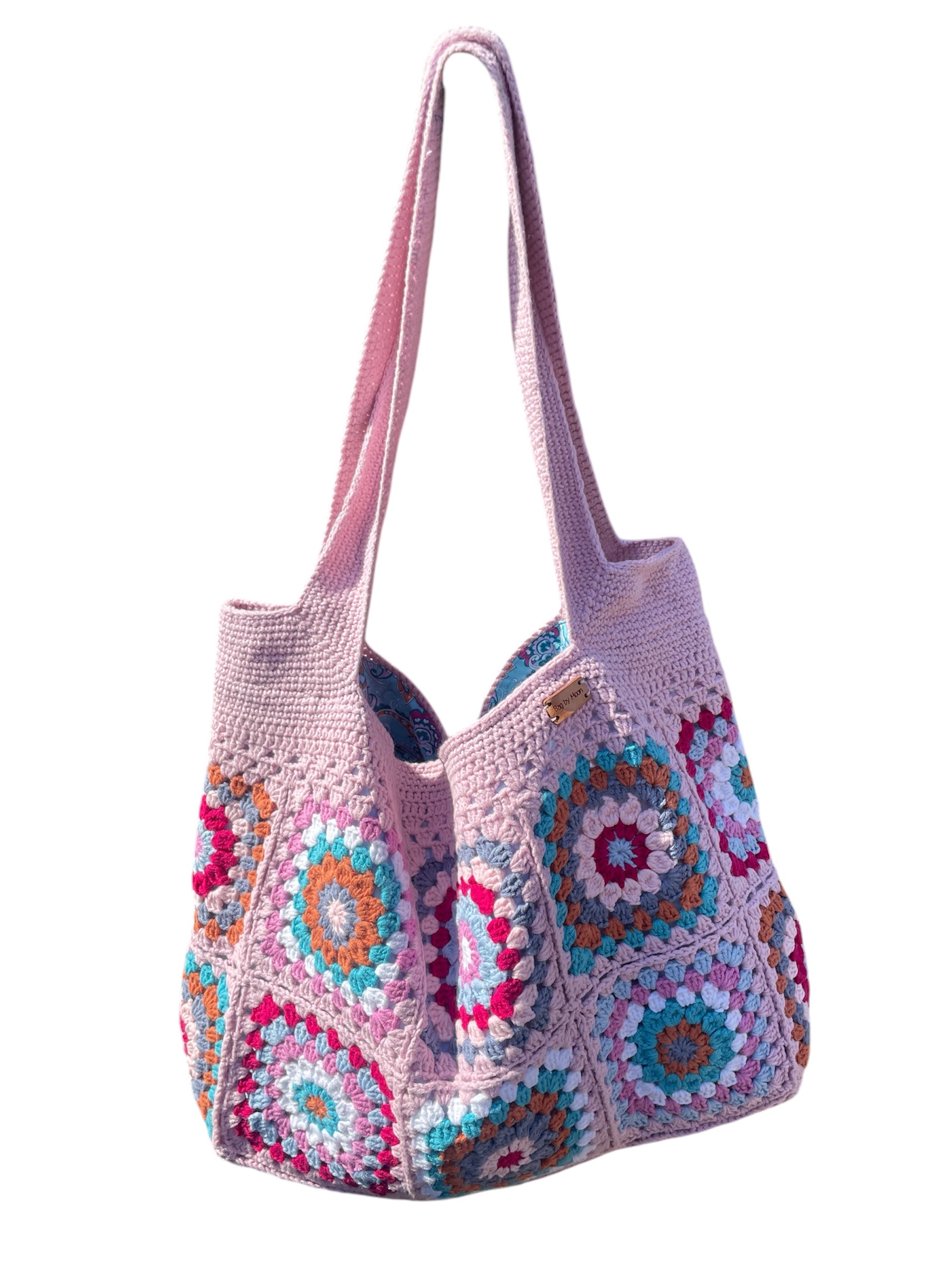 Gehaakte schoudertas granny squares 