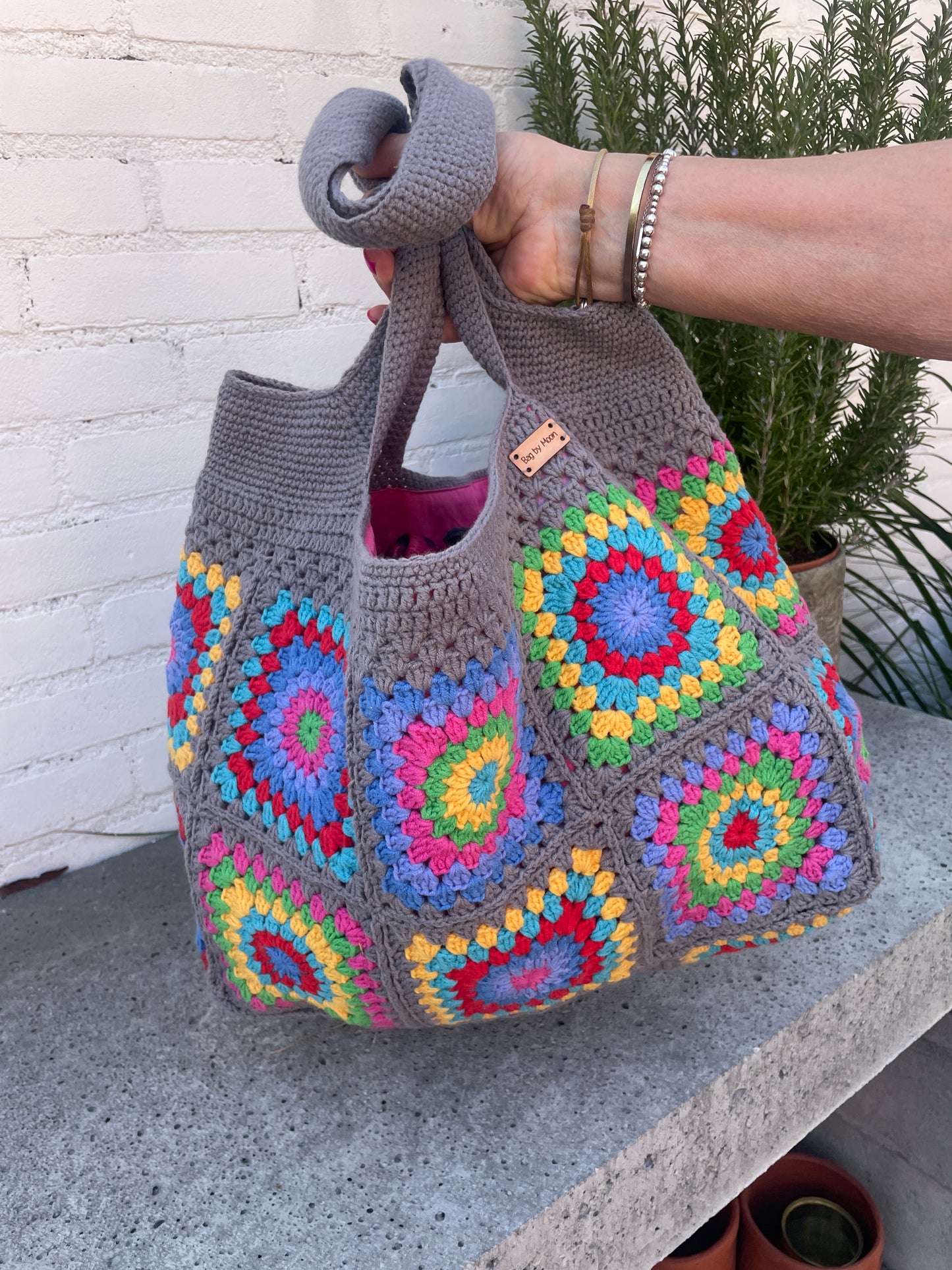 Gehaakte schoudertas granny squares