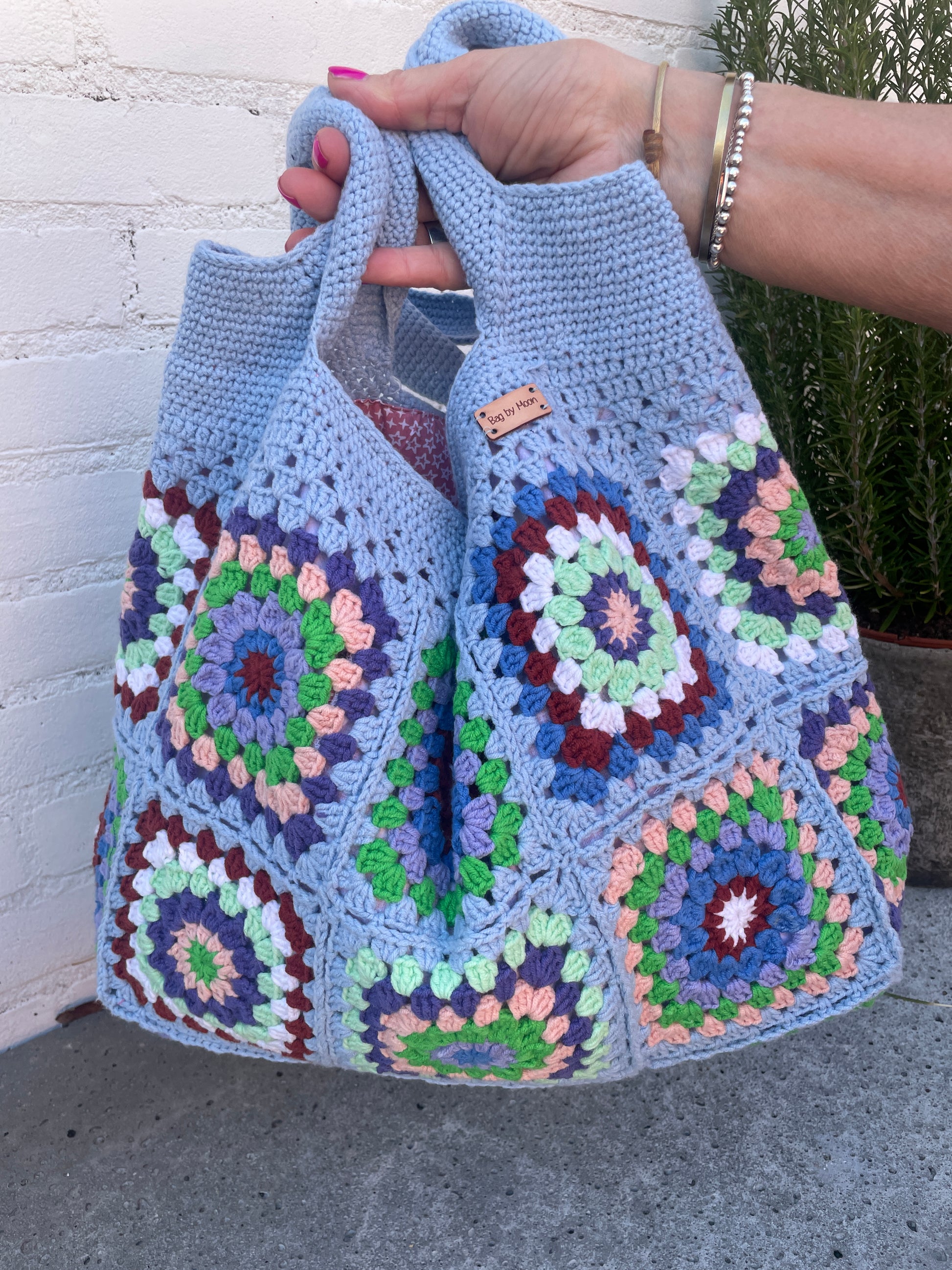 Gehaakte schoudertas granny squares
