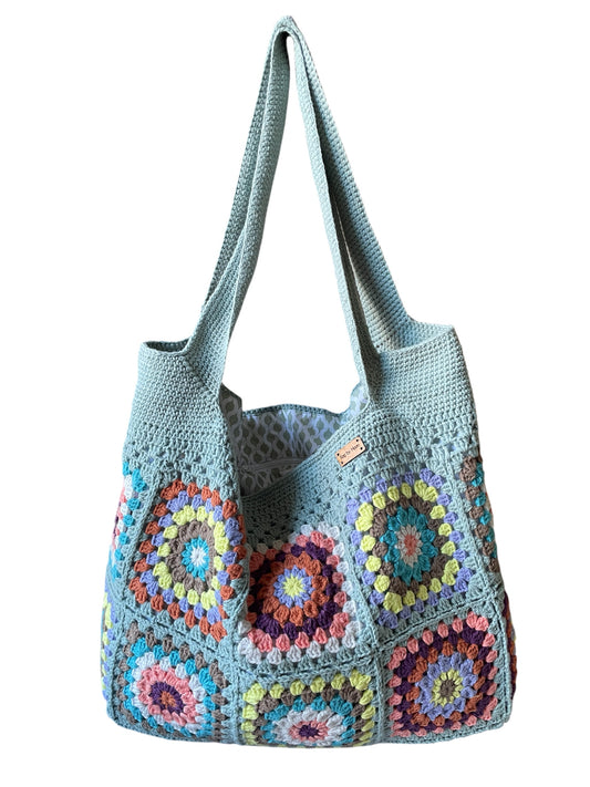 Gehaakte schoudertas granny squares