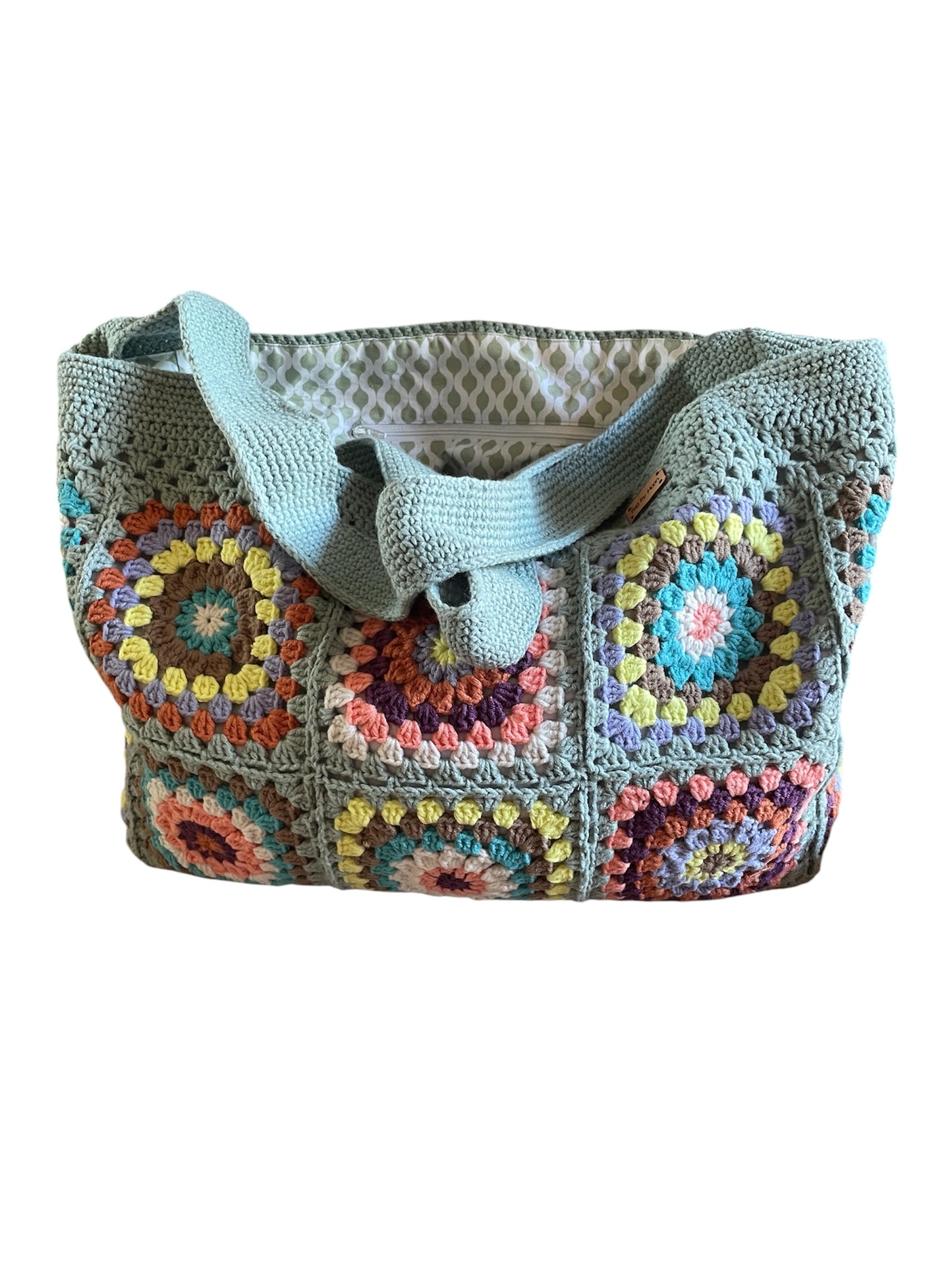 Gehaakte schoudertas granny squares