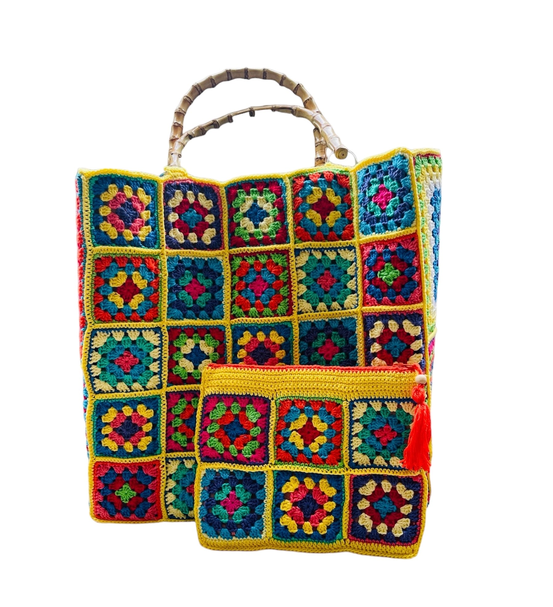 Gehaakte_strandtas_granny_squres_met_make-up_tasje_geel