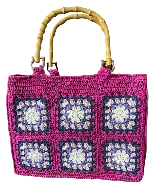 Gehaakte tas granny squares cassis paars