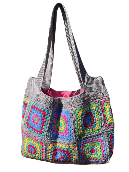 Gehaakte schoudertas granny squares
