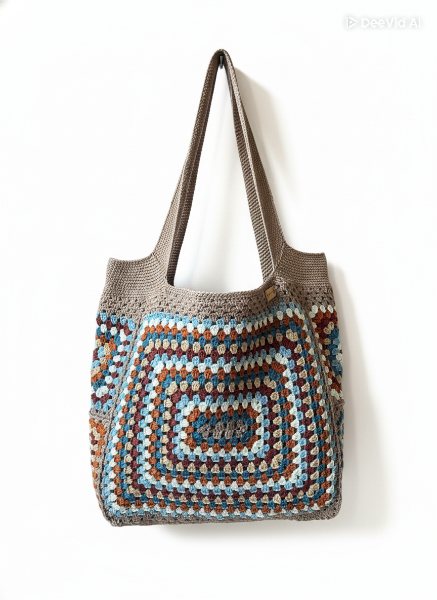 Gehaakte schoudertas granny squares